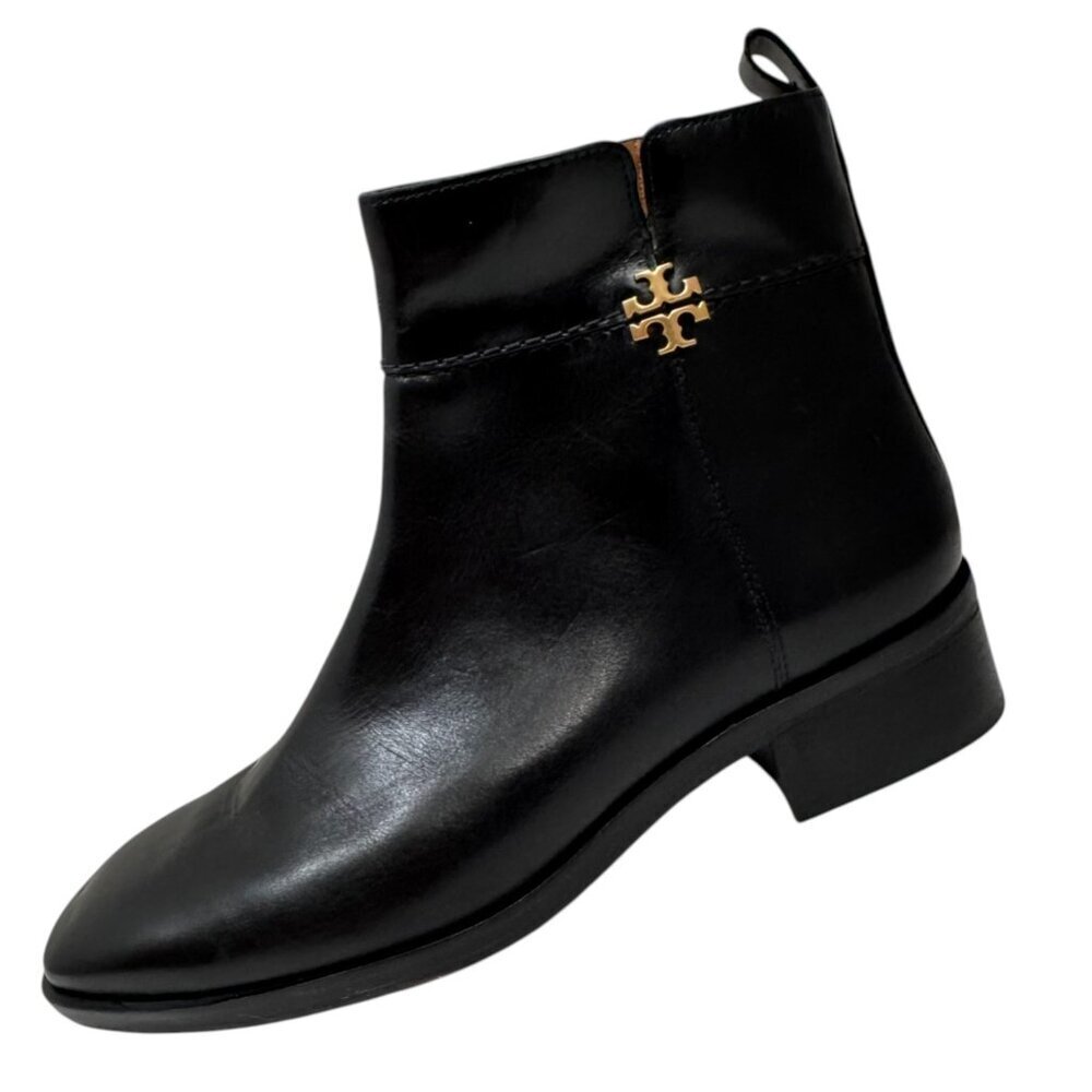 Tory Burch Everly Flat Boot, Perfect Black w gold logo , 9 1/2 NEW‎